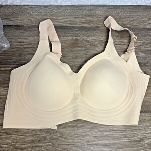 Wireless Seamless Full Coverage Bra Nude XL Comfort Support Stretch Everyday